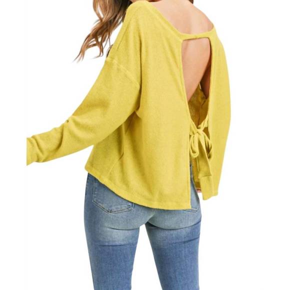 NEW PAINTED THREADS alexia pullover open-back sweater in mustard - Picture 3 of 4